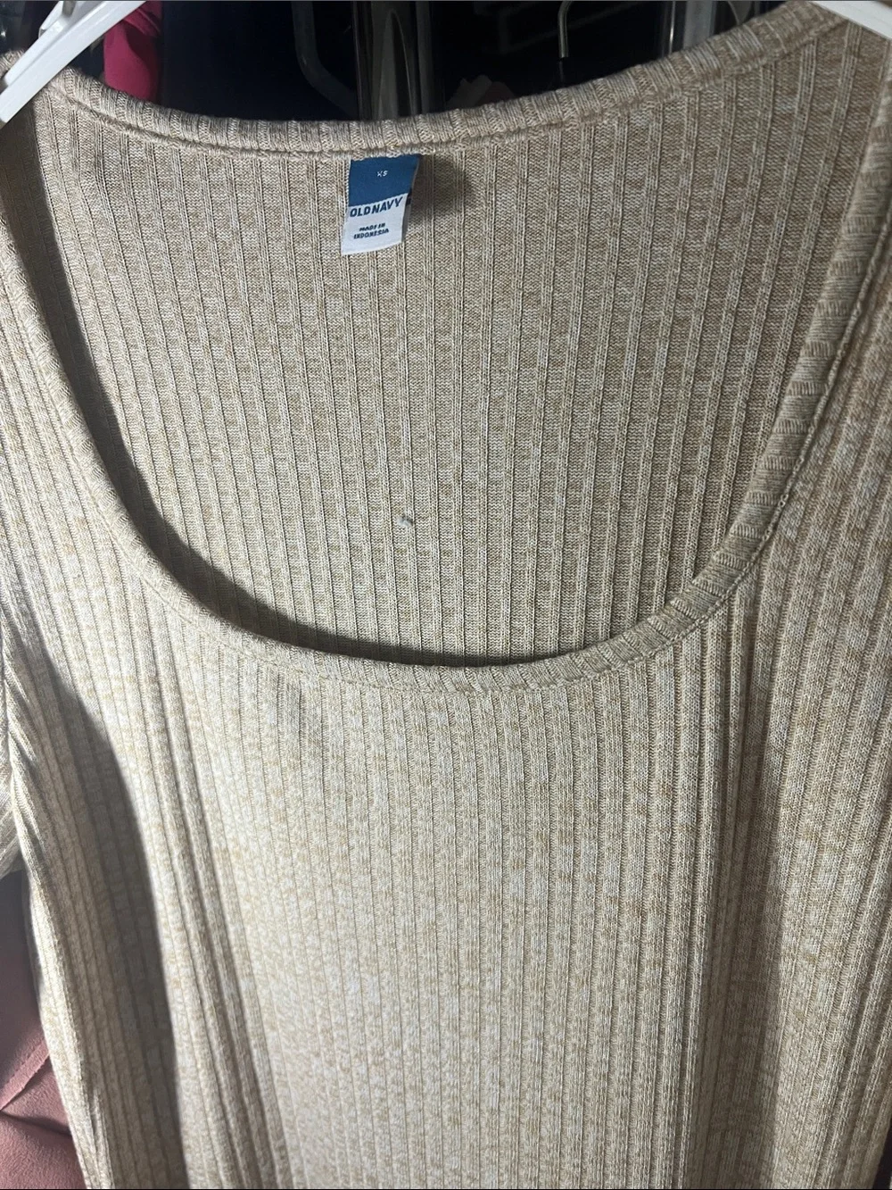 Old Navy Beige Ribbed Scoop Neck Tank